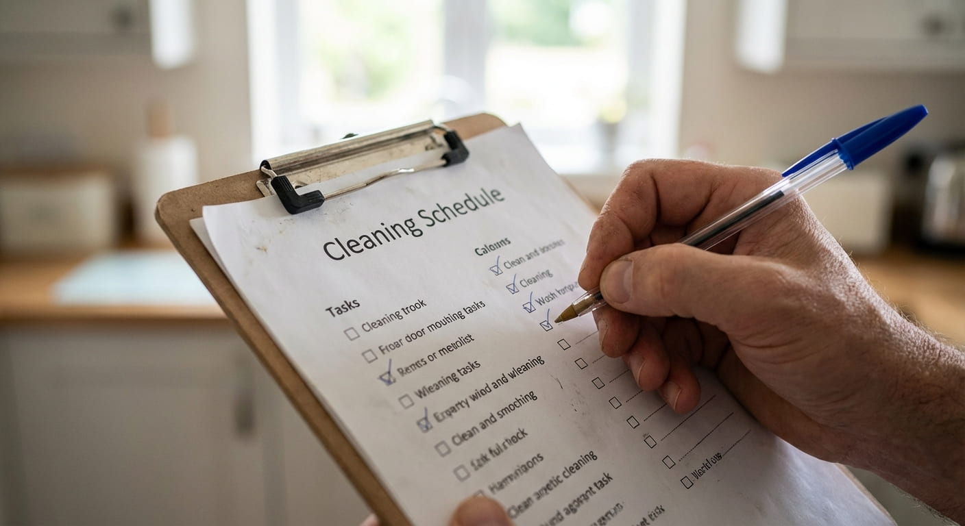 Чек-лист последовательности уборки помещения с отметками выполненных задач