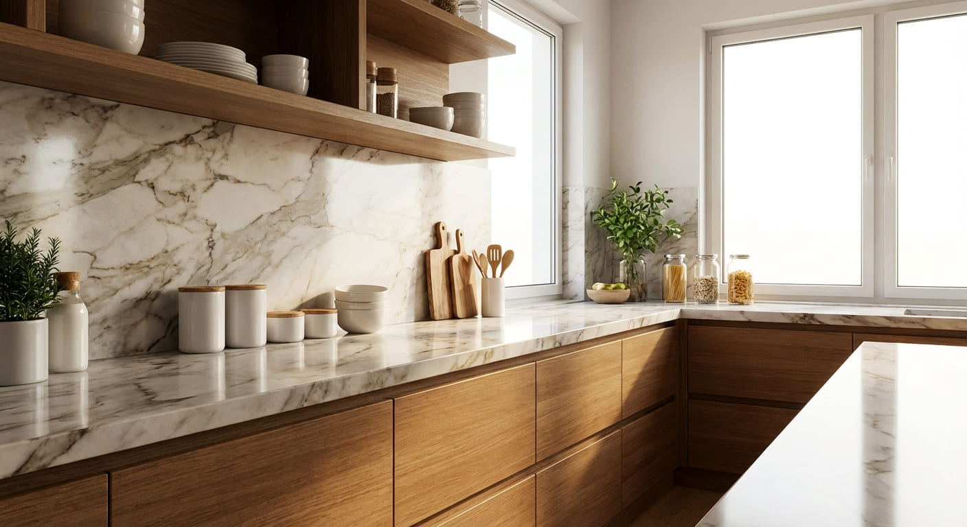 Чистая кухня с организованными поверхностями